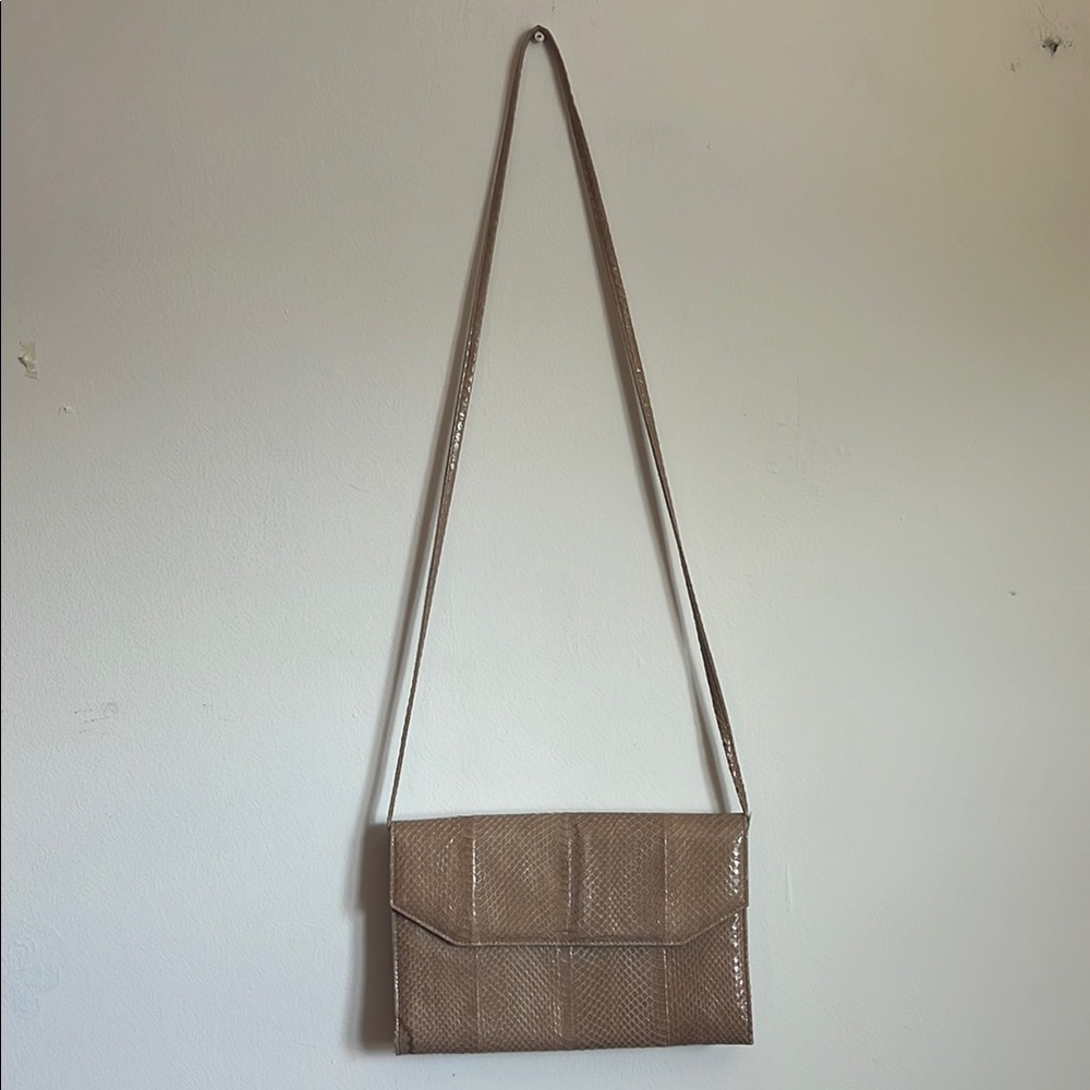 Neiman Marcus Tan snakeskin Crossbody Bag